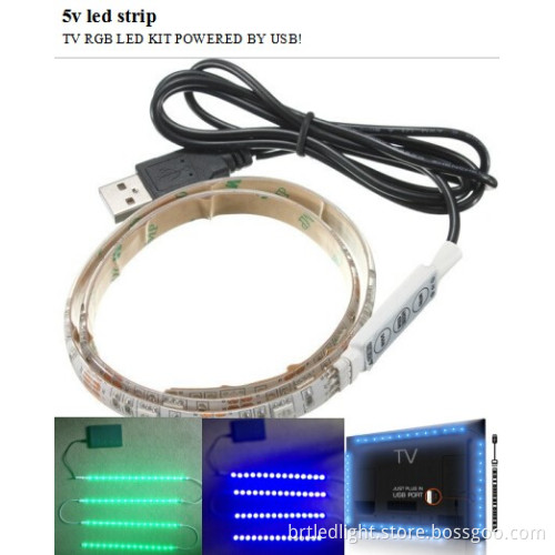 5V USB LED Strip 5050 RGB Waterproof TV Background Lighting with RF Controller
